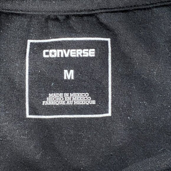 Converse T-shirt Top Men's Medium Crew Neck Black Logo Casual Tee 100% Cotton - Picture 5 of 8